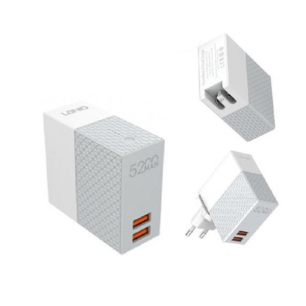 لدنيو باوربنك 5200 مل و شاحن PA606 بمنفذين usb